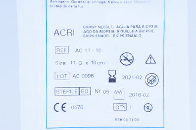 Gallini Medical Devices AC 11-10 ACRI Biopsy Ndle, 11G x 10cm (x)